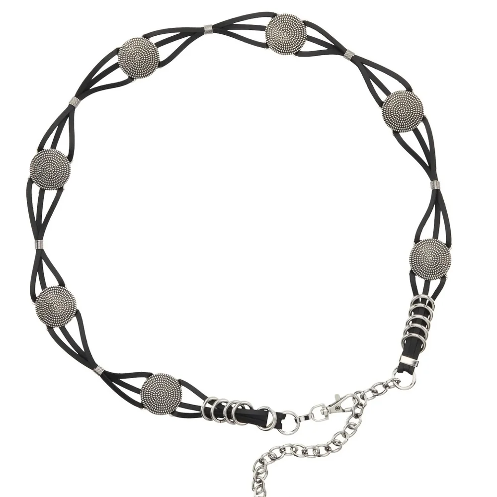 Nine West's Braided Chain Black and Silver Women's Belt